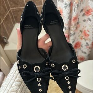 Jeffrey Campbell Black Flats with Silver Accents